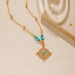 Winter 2024 New 18K Gold Evil Eye Necklace with Turquoise | A Fusion of Mystery and Protection