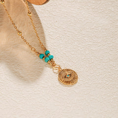 Winter 2024 New 18K Gold Evil Eye Necklace with Turquoise | A Fusion of Mystery and Protection