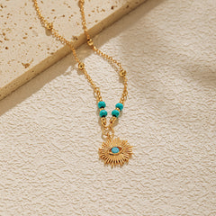 Winter 2024 New 18K Gold Evil Eye Necklace with Turquoise | A Fusion of Mystery and Protection