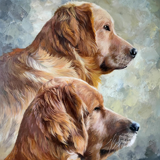 Custom Realistic Pet Portrait | Dog & Cat Lover Gifts | Personalized Oil Painting from Photo Horizontal