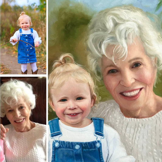 Custom Hand-Painted Oil Portraits, Family Portrait from Photo, Combine Photos, Personalized Gift, Commissioned Painting of Loved One